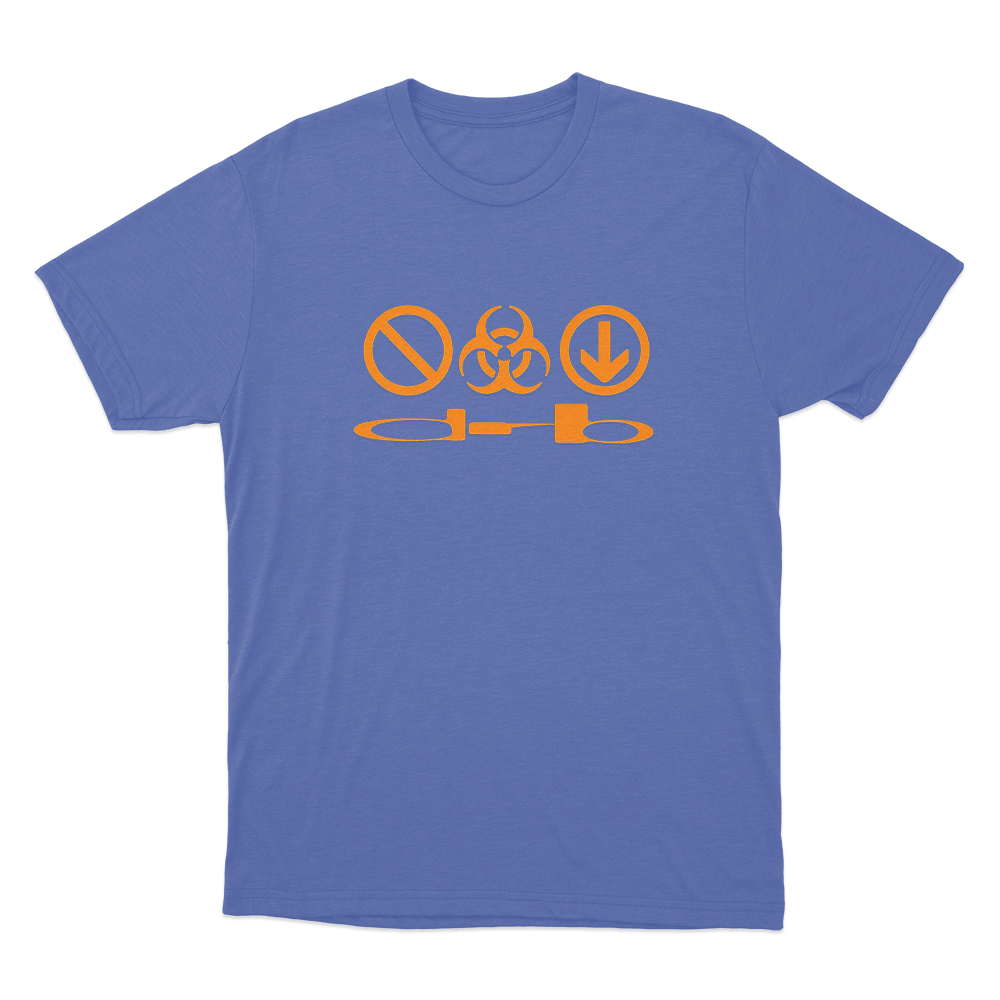 DRB Hazard Symbols Unisex T Shirt Blue DRB Hazard Symbols Unisex T Shirt Blue
