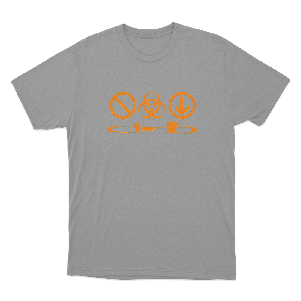 DRB Hazard Symbols Unisex T Shirt Grey DRB Hazard Symbols Unisex T Shirt Grey