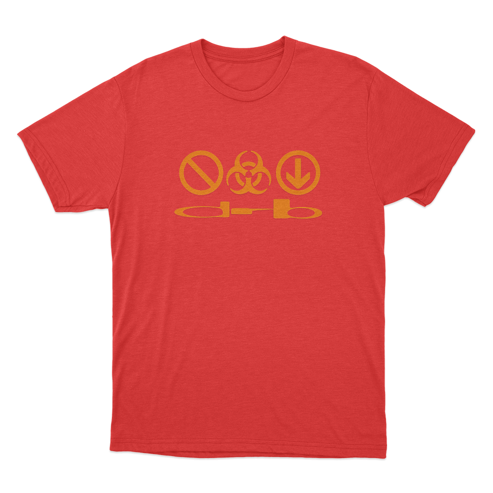 DRB Hazard Symbols Unisex T Shirt Red DRB Hazard Symbols Unisex T Shirt Red