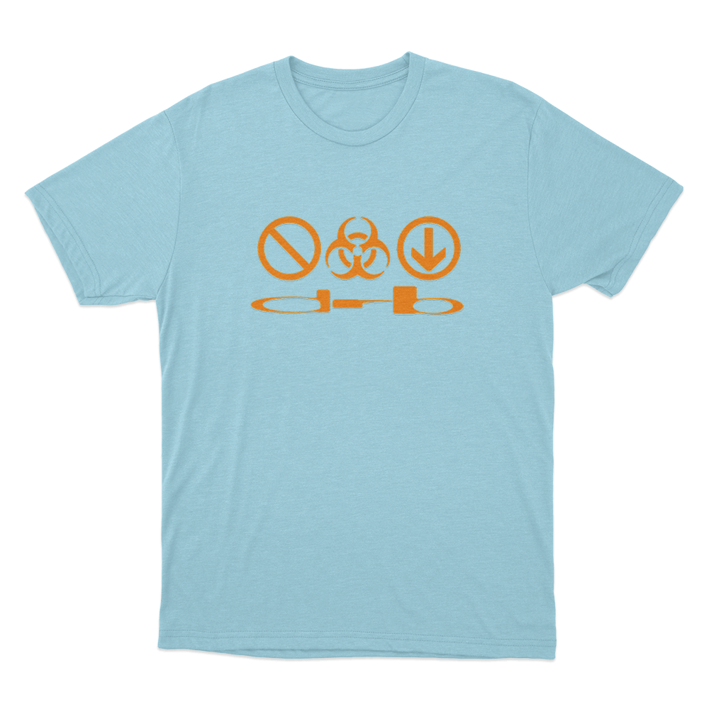 DRB Hazard Symbols Unisex T Shirt Sky Blue DRB Hazard Symbols Unisex T Shirt Sky Blue